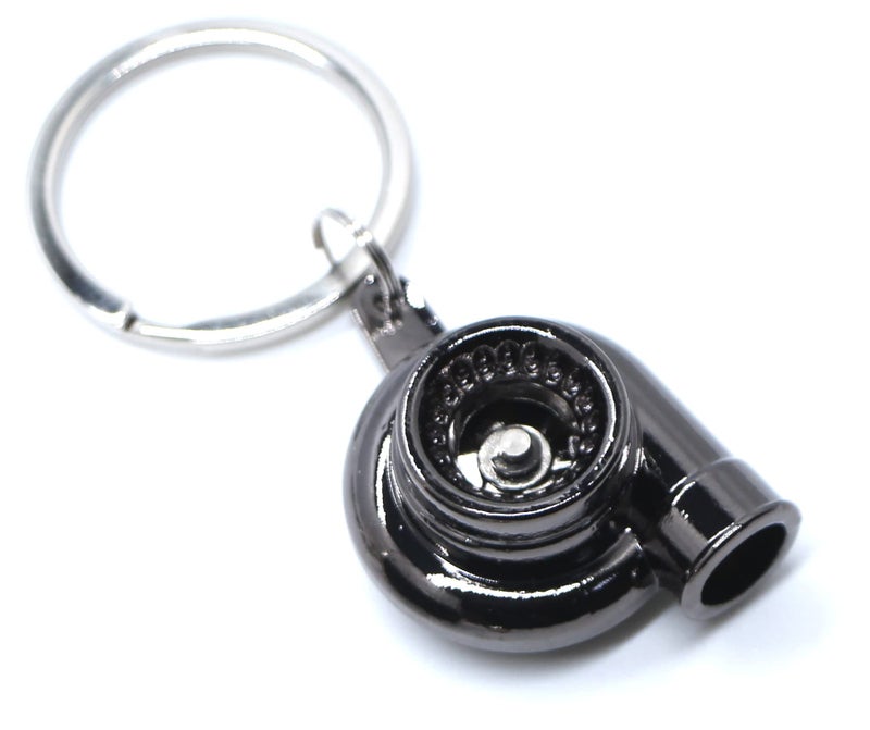GT//Rotors Turbo Keychain Metal Spinning Turbocharger Automotive Mini Car Part Keychain Key Ring (Gunmetal Spinning Turbo) - Image 1